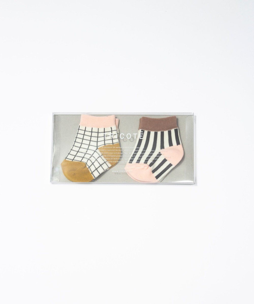 【トリコテ/Tricote / KIDS】のCHECK STRIPE SOCKS SET OF 2 / BABYSOCKS 2piece (BABY) 人気、トレンドファッション・服の通販 founy(ファニー) 　ファッション　Fashion　キッズファッション　KIDS　ギフト プレゼント　Gift Present　シューズ　Shoes　シンプル　Simple　ストライプ　Stripe　ソックス　Socks　タンブラー　Tumbler　チェック　Check　ベビー　Baby　ボックス　Box　 other-1|ID: prp329100001990673 ipo3291000000026058125