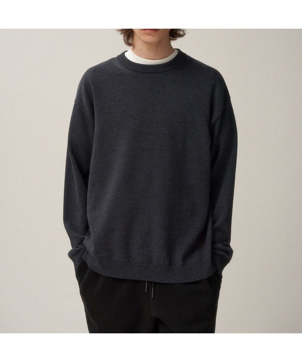 【エイトン/ATON】の【24/FW】WOOL WASHI クルーネックセーター - UNISEX インテリア・キッズ・メンズ・レディースファッション・服の通販 founy(ファニー) 　ファッション　Fashion　レディースファッション　WOMEN　トップス・カットソー　Tops/Tshirt　ニット　Knit Tops　A/W・秋冬　Aw・Autumn/Winter・Fw・Fall-Winter　S/S・春夏　Ss・Spring/Summer　ユニセックス　Unisex　スウェット　Sweat　セーター　Sweater　リネン　Linen　リラックス　Relax　夏　Summer　NAVY|ID: prp329100002177482 ipo3291000000026940595