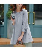 【ティアクラッセ/Tiaclasse】の【おのののかさん着用】半袖&七分袖選べる袖丈バックフレアチュニック 七分袖ネイビーストライプ|ID: prp329100002245379 ipo3291000000036014161