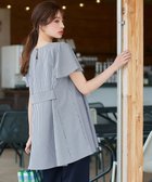 【ティアクラッセ/Tiaclasse】の【おのののかさん着用】半袖&七分袖選べる袖丈バックフレアチュニック 半袖ネイビーストライプ|ID: prp329100002245379 ipo3291000000036014189