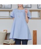 【ティアクラッセ/Tiaclasse】の【おのののかさん着用】半袖&七分袖選べる袖丈バックフレアチュニック 半袖サックスストライプ|ID: prp329100002245379 ipo3291000000036014196