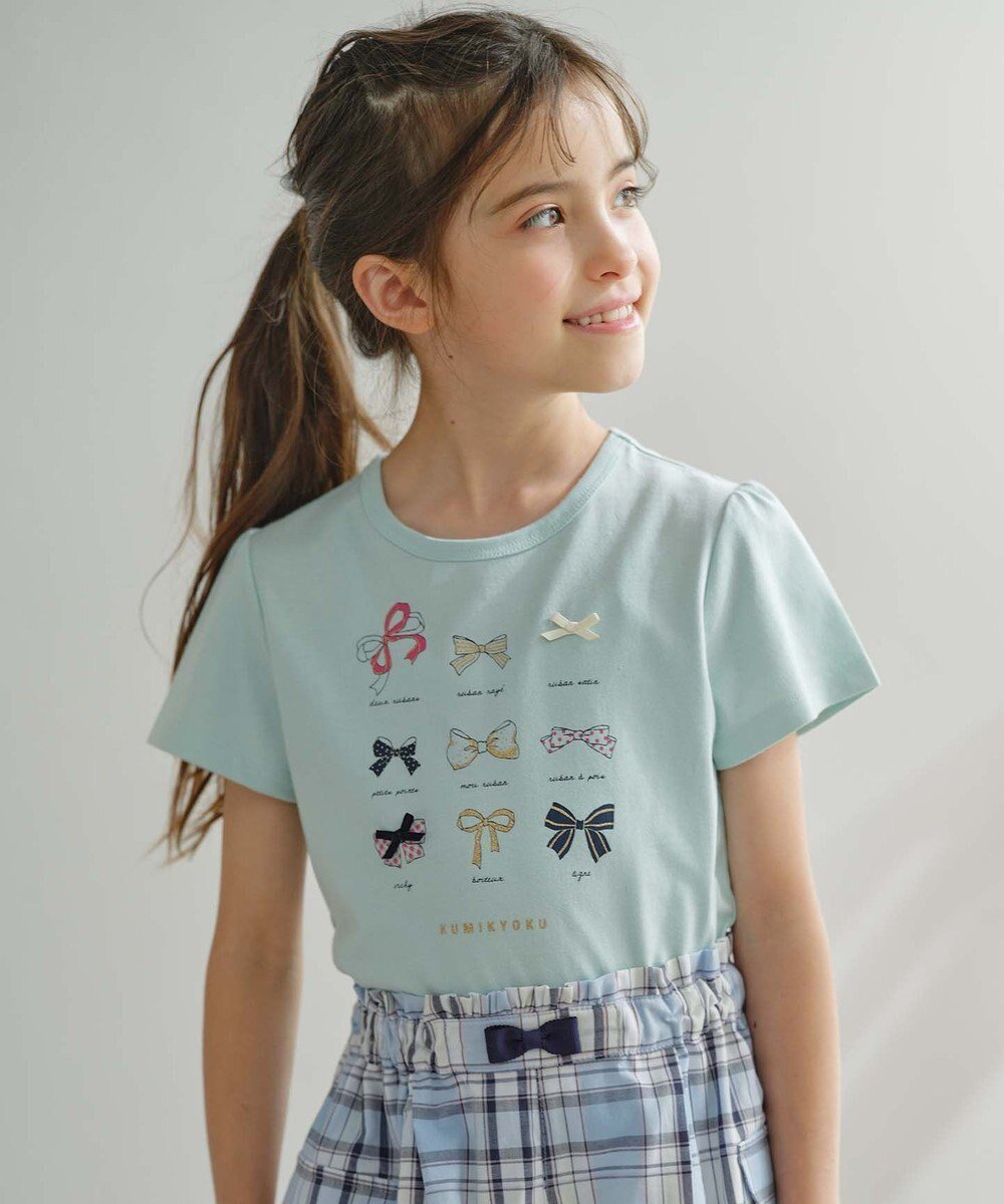 【組曲 / KIDS/KUMIKYOKU】の【110-140cm】Ruban Tシャツ インテリア・キッズ・メンズ・レディースファッション・服の通販 founy(ファニー) 　ファッション　Fashion　キッズファッション　KIDS　トップス・カットソー　Tops/Tees/Kids　S/S・春夏　Ss・Spring/Summer　カットソー　Cut And Sew　ピーチ　Peach　ベーシック　Basic　リボン　Ribbon　再入荷　Restock/Back In Stock/Re Arrival　半袖　Short Sleeve　夏　Summer　春　Spring　ミントグリーン系|ID: prp329100002277978 ipo3291000000029388166