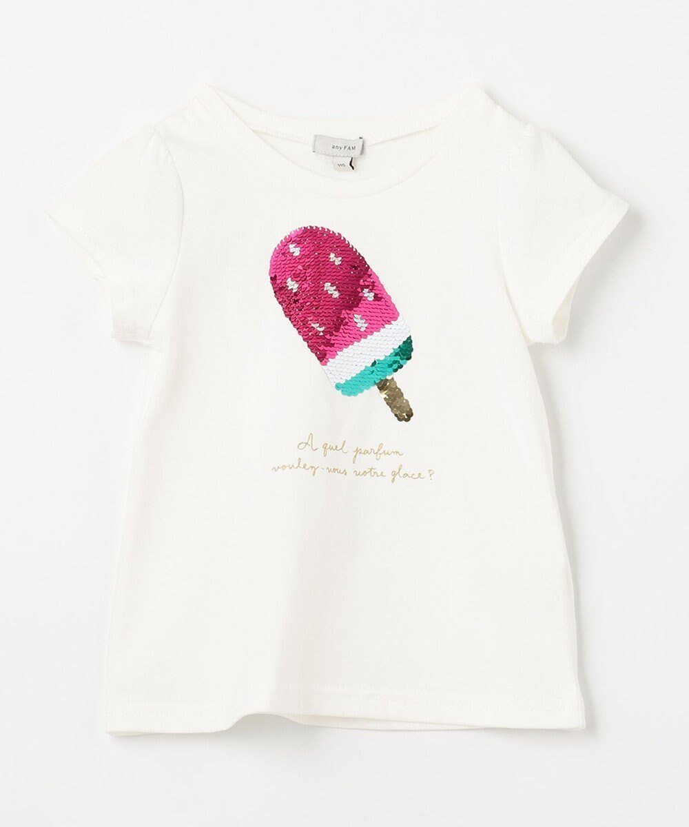 【エニファム/any FAM / KIDS】の接触冷感スパンコールTシャツ インテリア・キッズ・メンズ・レディースファッション・服の通販 founy(ファニー) 　ファッション　Fashion　キッズファッション　KIDS　トップス・カットソー　Tops/Tees/Kids　S/S・春夏　Ss・Spring/Summer　カットソー　Cut And Sew　スパンコール　Sequins　パターン　Pattern　モチーフ　Motif　半袖　Short Sleeve　夏　Summer　春　Spring　オフホワイト×アイス|ID: prp329100002443410 ipo3291000000029393354