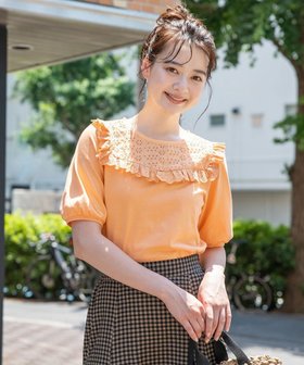 【フェルゥ/Feroux】 【接触冷感・UVケア】カットワークパフスリーブ Tシャツ人気、トレンドファッション・服の通販 founy(ファニー) ファッション Fashion レディースファッション WOMEN トップス・カットソー Tops/Tshirt シャツ/ブラウス Shirts/Blouses ロング / Tシャツ T-Shirts カットソー Cut and Sewn S/S・春夏 Ss・Spring/Summer なめらか Smooth オレンジ Orange カットソー Cut And Sew ショルダー Shoulder スリーブ Sleeve バランス Balance フェミニン Feminine フリル Frills ペプラム Peplum レース Race ワイド Wide 夏 Summer 春 Spring ビジネス 仕事 通勤 Business |ID:prp329100002598234