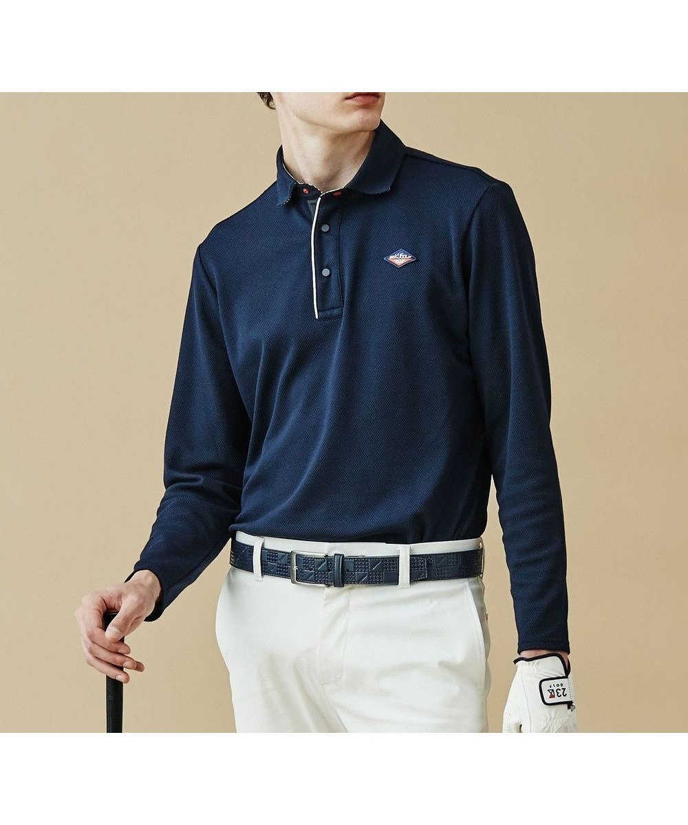 【23区 ゴルフ/23区GOLF / MEN】の長く愛せる定番人気!【MEN】【日本製】ハニカムカノコ 長袖ポロシャツ インテリア・キッズ・メンズ・レディースファッション・服の通販 founy(ファニー) 　ファッション　Fashion　メンズファッション　MEN　トップス・カットソー　Tops/Tshirt/Men　シャツ　Shirts　ポロシャツ　Polo Shirts　吸水　Water Absorption　定番　Standard　人気　Popularity　長袖　Long Sleeve　ブルゾン　Blouson　ベスト　Vest　ポロシャツ　Polo Shirt　ロング　Long　A/W・秋冬　Aw・Autumn/Winter・Fw・Fall-Winter　日本製　Made In Japan　ゴルフ　Golf　ネイビー系|ID: prp329100002687178 ipo3291000000029082419