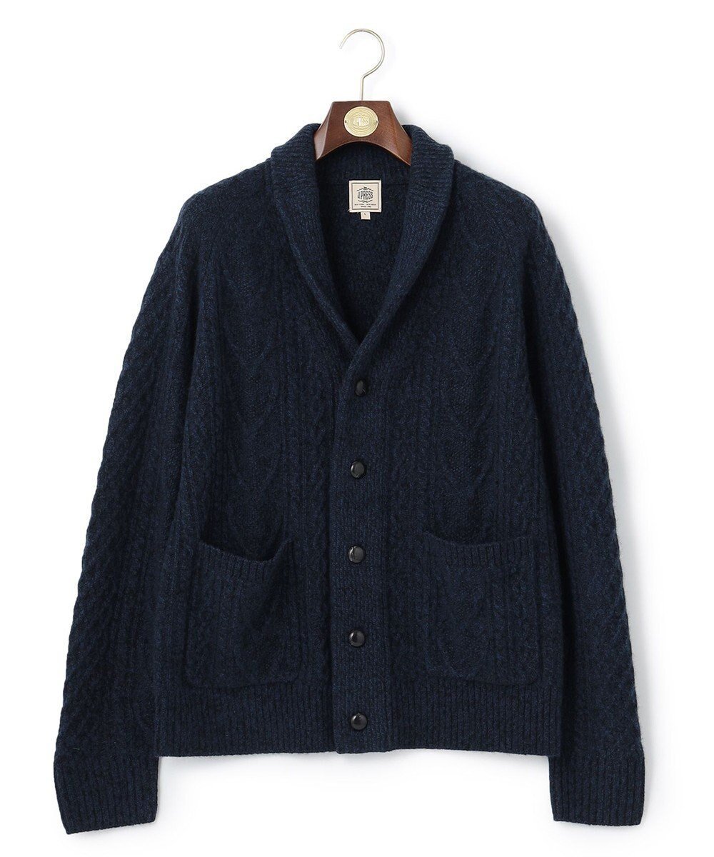 【ジェイ プレス/J.PRESS / MEN】の【Cash Lamb s Wool】ケーブルショール カーディガン インテリア・キッズ・メンズ・レディースファッション・服の通販 founy(ファニー) 　ファッション　Fashion　メンズファッション　MEN　トップス・カットソー　Tops/Tshirt/Men　カーディガン　Cardigans　A/W・秋冬　Aw・Autumn/Winter・Fw・Fall-Winter　カシミヤ　Cashmere　カーディガン　Cardigan　ショール　Shawl　セーター　Sweater　再入荷　Restock/Back In Stock/Re Arrival　防寒　Cold Protection　ネイビー系|ID: prp329100002886176 ipo3291000000029437435