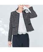 【エニィ スィス/any SiS】の【セットアップ対応】リップルボーダー ノーカラー ジャケット シャンブレーネイビー|ID: prp329100002944316 ipo3291000000028414433