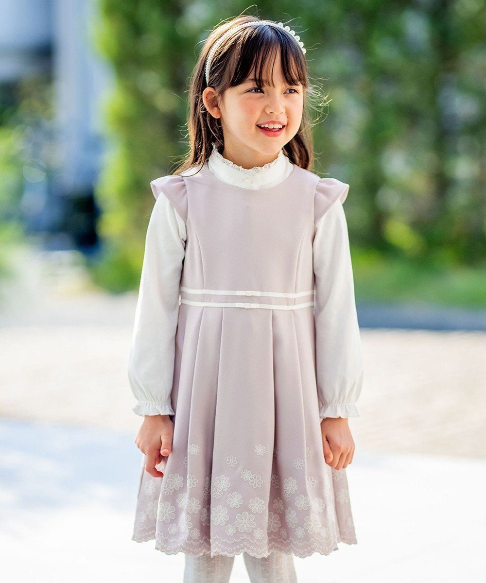 【エニファム/any FAM / KIDS】の裾刺繍ワンピース 人気、トレンドファッション・服の通販 founy(ファニー) 　ファッション　Fashion　キッズファッション　KIDS　ワンピース　Dress/Kids　A/W・秋冬　Aw・Autumn/Winter・Fw・Fall-Winter　おすすめ　Recommend　エレガント 上品　Elegant　スカラップ　Scalloped　セレモニー　Ceremony　フェミニン　Feminine　プリーツ　Pleats　リボン　Ribbon　入学式　Entrance Ceremony　切替　Switching　洗える　Washable　結婚式　Wedding Ceremony　 other-1|ID: prp329100002980911 ipo3291000000029391554