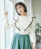 【フェルゥ/Feroux】の【WEB限定カラーあり】ショルダーフリルバイカラー ニット アイボリー系1|ID: prp329100003012007 ipo3291000000029436477