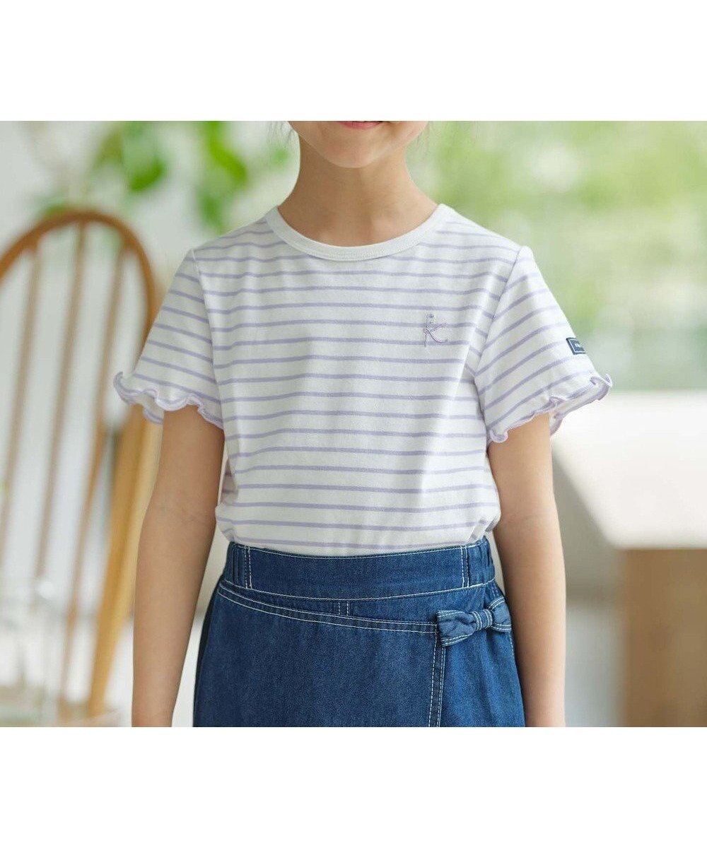 【組曲 / KIDS/KUMIKYOKU】の【110-140cm】半袖ボーダー Tシャツ インテリア・キッズ・メンズ・レディースファッション・服の通販 founy(ファニー) 　ファッション　Fashion　キッズファッション　KIDS　トップス・カットソー　Tops/Tees/Kids　S/S・春夏　Ss・Spring/Summer　カットソー　Cut And Sew　ベーシック　Basic　ボーダー　Border　再入荷　Restock/Back In Stock/Re Arrival　半袖　Short Sleeve　夏　Summer　春　Spring　ラベンダー×オフホワイト|ID: prp329100003176769 ipo3291000000029389878