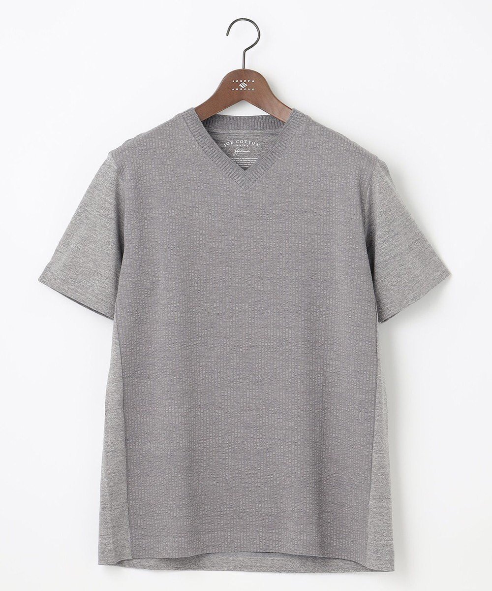 【ジョセフ アブード/JOSEPH ABBOUD / MEN】の【オーガニックコットン使用】JOE COTTONサッカーVネック Tシャツ 人気、トレンドファッション・服の通販 founy(ファニー) 　ファッション　Fashion　メンズファッション　MEN　トップス・カットソー　Tops/Tshirt/Men　シャツ　Shirts　春　Spring　カットソー　Cut And Sew　コンビ　Combination　サッカー　Soccer　ジャケット　Jacket　別注　Special Order　S/S・春夏　Ss・Spring/Summer　夏　Summer　エレガント 上品　Elegant　 other-1|ID: prp329100003183691 ipo3291000000029096167