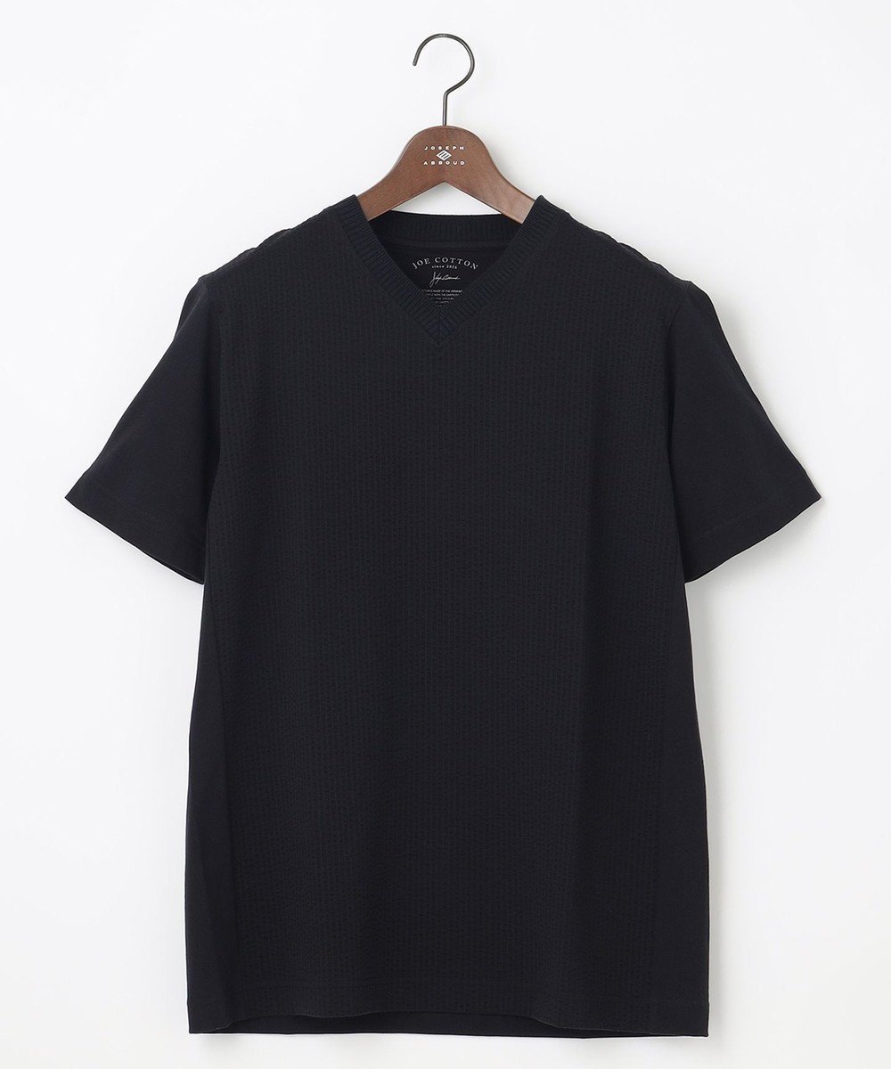 【ジョセフ アブード/JOSEPH ABBOUD / MEN】の【オーガニックコットン使用】JOE COTTONサッカーVネック Tシャツ インテリア・キッズ・メンズ・レディースファッション・服の通販 founy(ファニー) 　ファッション　Fashion　メンズファッション　MEN　トップス・カットソー　Tops/Tshirt/Men　シャツ　Shirts　春　Spring　カットソー　Cut And Sew　コンビ　Combination　サッカー　Soccer　ジャケット　Jacket　別注　Special Order　S/S・春夏　Ss・Spring/Summer　夏　Summer　エレガント 上品　Elegant　ブラック系|ID: prp329100003183691 ipo3291000000029096170