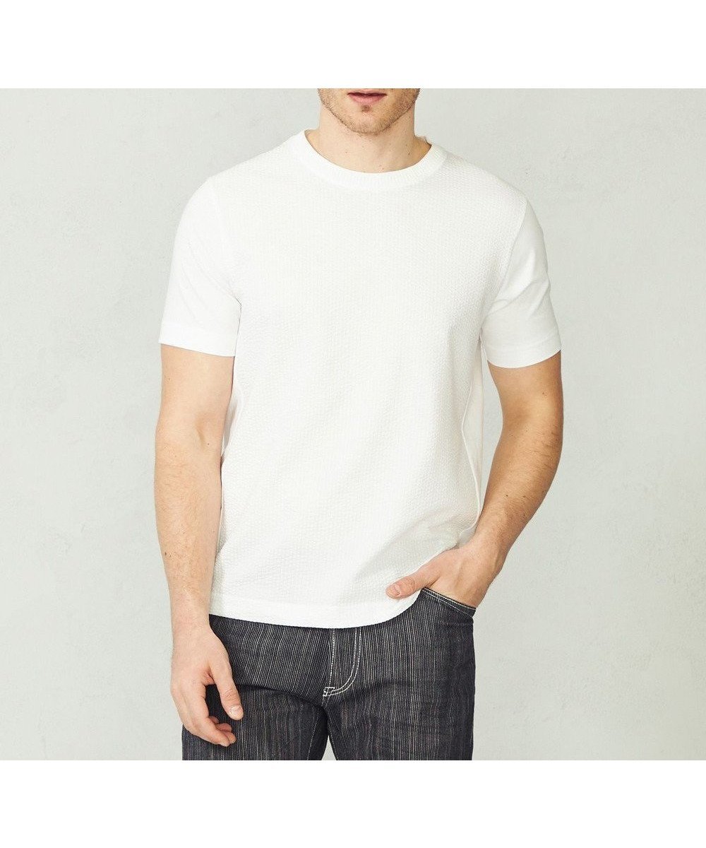 【ジョセフ アブード/JOSEPH ABBOUD / MEN】の【オーガニックコットン使用】JOE COTTONサッカークルーネックTシャツ 人気、トレンドファッション・服の通販 founy(ファニー) 　ファッション　Fashion　メンズファッション　MEN　トップス・カットソー　Tops/Tshirt/Men　シャツ　Shirts　春　Spring　カットソー　Cut And Sew　コンビ　Combination　サッカー　Soccer　ジャケット　Jacket　別注　Special Order　S/S・春夏　Ss・Spring/Summer　夏　Summer　エレガント 上品　Elegant　 other-1|ID: prp329100003185721 ipo3291000000029088577