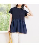 【アンフィーロ 自由区/UNFILO】の【GLOW 6月号掲載/接触冷感/ストレッチ】BEAUTY FORM タフタコンビTシャツ ネイビー|ID: prp329100003212711 ipo3291000000029435344