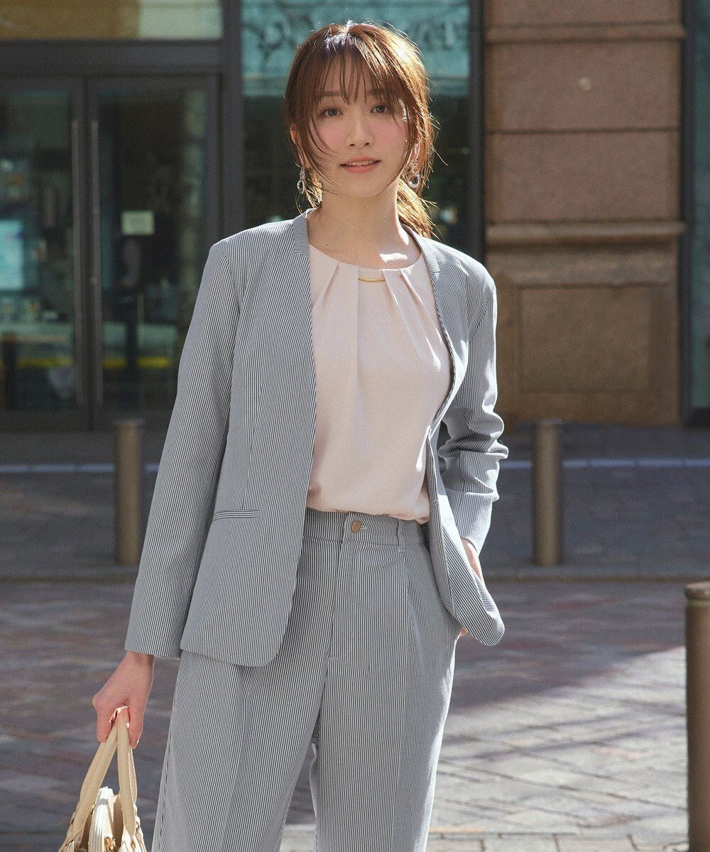 【エニィ スィス/any SiS】の【洗える】コードレーンストレッチ ジャケット 人気、トレンドファッション・服の通販 founy(ファニー) 　ファッション　Fashion　レディースファッション　WOMEN　アウター　Coat Outerwear　ジャケット　Jackets　ノーカラージャケット　No Collar Leather Jackets　S/S・春夏　Ss・Spring/Summer　ジャケット　Jacket　ストライプ　Stripe　ストレッチ　Stretch　人気　Popularity　再入荷　Restock/Back In Stock/Re Arrival　夏　Summer　春　Spring　洗える　Washable　ビジネス 仕事 通勤　Business　 other-1|ID: prp329100003240170 ipo3291000000029435430