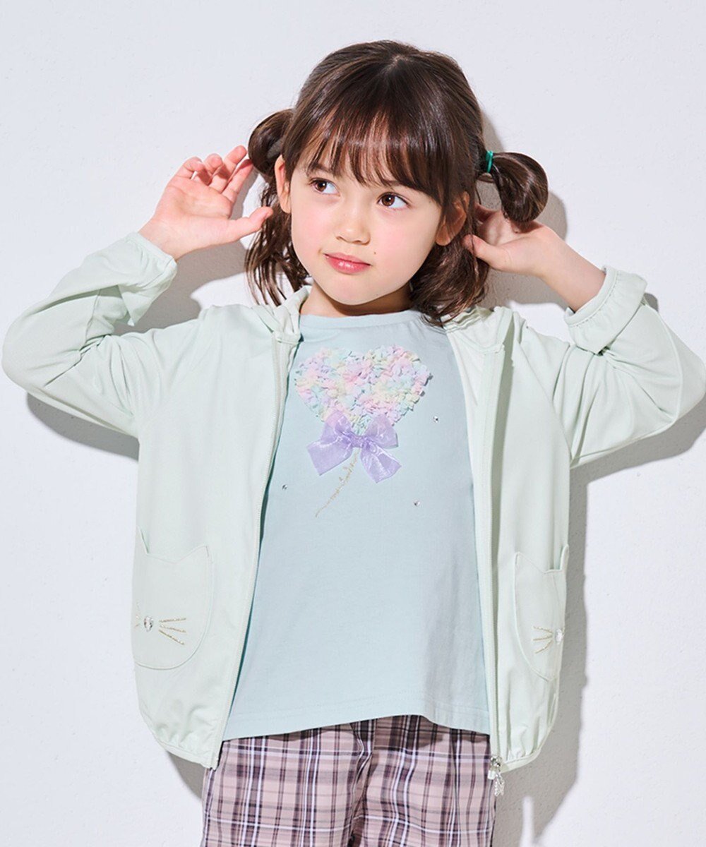 【エニファム/any FAM / KIDS】のUVカット さらさら パーカー インテリア・キッズ・メンズ・レディースファッション・服の通販 founy(ファニー) 　ファッション　Fashion　キッズファッション　KIDS　アウター　Coat Outerwear /Kids　春　Spring　洗える　Washable　ジャケット　Jacket　ネコ　Cat　パーカー　Hoodie　ビジュー　Bijou　ポケット　Pocket　モチーフ　Motif　リボン　Ribbon　S/S・春夏　Ss・Spring/Summer　夏　Summer　ミント|ID: prp329100003240215 ipo3291000000029178856