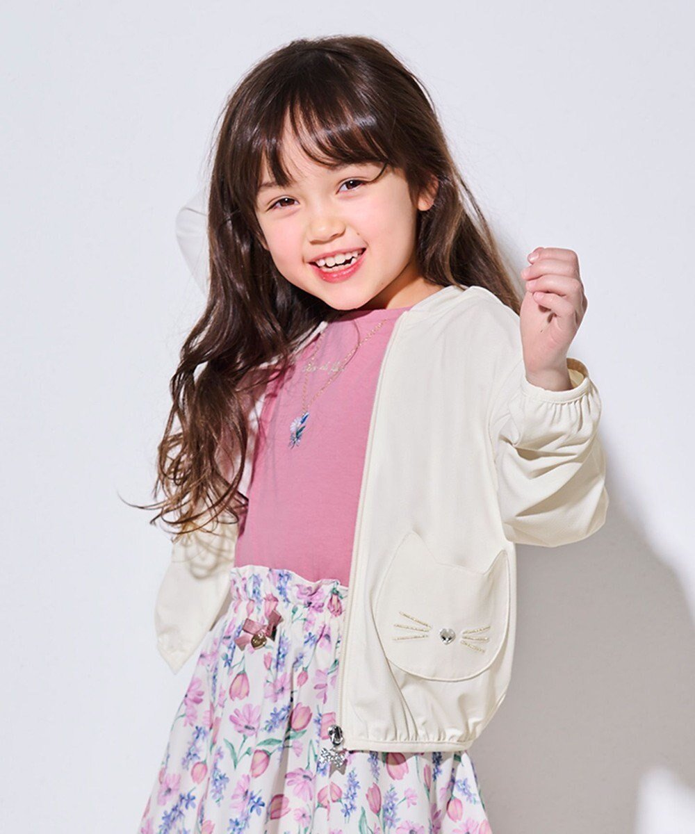 【エニファム/any FAM / KIDS】のUVカット さらさら パーカー インテリア・キッズ・メンズ・レディースファッション・服の通販 founy(ファニー) 　ファッション　Fashion　キッズファッション　KIDS　アウター　Coat Outerwear /Kids　春　Spring　洗える　Washable　ジャケット　Jacket　ネコ　Cat　パーカー　Hoodie　ビジュー　Bijou　ポケット　Pocket　モチーフ　Motif　リボン　Ribbon　S/S・春夏　Ss・Spring/Summer　夏　Summer　オフホワイト|ID: prp329100003240215 ipo3291000000029178857