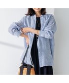 【23区/NIJYUSANKU】の【WEB限定カラーあり/洗える】LIBECO バンドカラー ビッグシルエット シャツ ブルーストライプ|ID: prp329100003271668 ipo3291000000028399568