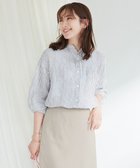 【23区/NIJYUSANKU】の【WEB限定カラーあり/洗える】LIBECO バンドカラー ビッグシルエット シャツ ダークブラウンストライプ|ID: prp329100003271668 ipo3291000000028399570