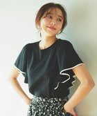 【フェルゥ/Feroux】の【UVケア】バイカラーラッフルスリーブ Tシャツ ブラック系|ID: prp329100003271700 ipo3291000000028399299