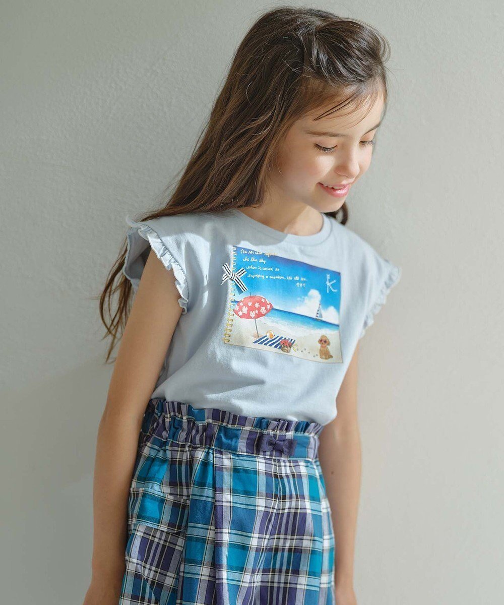 【組曲 / KIDS/KUMIKYOKU】の【110-140cm】夏休みの絵日記 Tシャツ インテリア・キッズ・メンズ・レディースファッション・服の通販 founy(ファニー) 　ファッション　Fashion　キッズファッション　KIDS　トップス・カットソー　Tops/Tees/Kids　S/S・春夏　Ss・Spring/Summer　オフショル　Off Shoulder　カットソー　Cut And Sew　シンプル　Simple　再入荷　Restock/Back In Stock/Re Arrival　夏　Summer　春　Spring　サックスブルー系|ID: prp329100003361869 ipo3291000000029388434