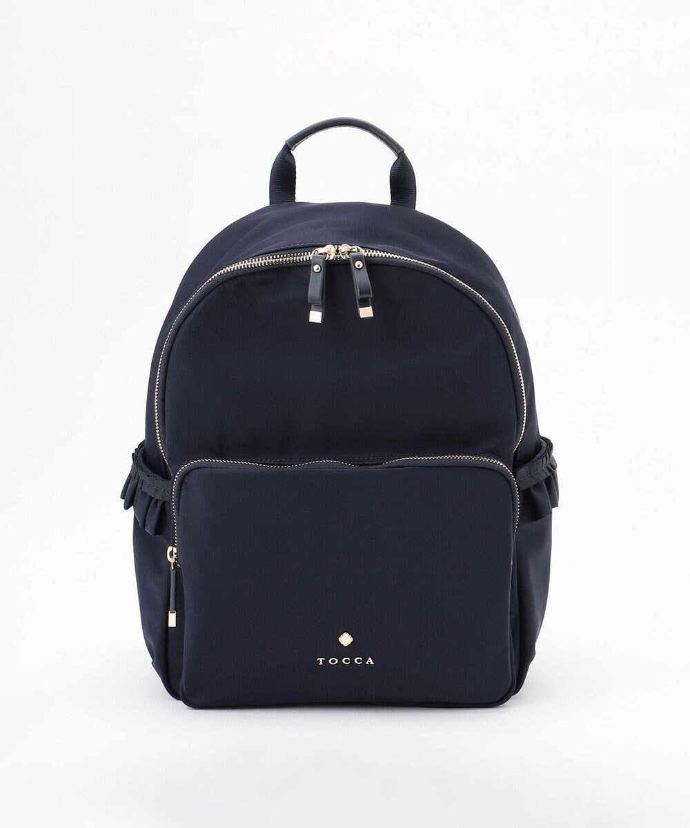 【トッカ/TOCCA】の【A4サイズ対応・撥水】SIDE FRILL BACKPACK バックパック インテリア・キッズ・メンズ・レディースファッション・服の通販 founy(ファニー) 　ファッション　Fashion　レディースファッション　WOMEN　バッグ　Bag　ショルダー　Shoulder　シンプル　Simple　テクスチャー　Texture　フリル　Frills　ポケット　Pocket　リュクス　Luxe　リュック　Ruck Sack　旅行　Travel　財布　Wallet　ビジネス 仕事 通勤　Business　ネイビー系|ID: prp329100003387656 ipo3291000000029171265