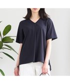 【自由区/JIYU-KU】の【洗える・XSサイズあり】シアーコンビバックプリーツ カットソー ネイビー系|ID: prp329100003402344 ipo3291000000028395389