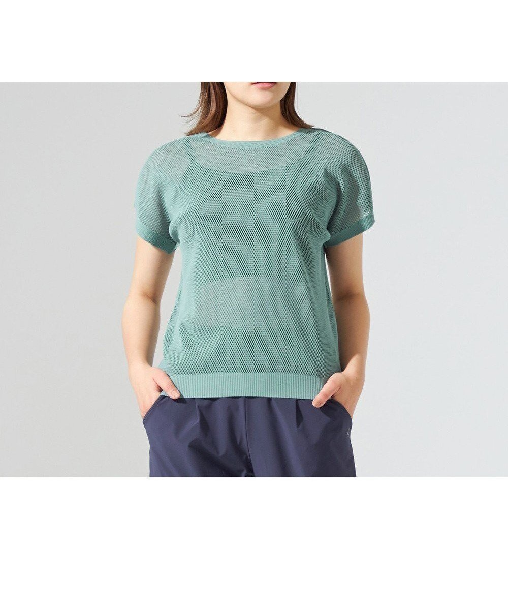 【チャコット/Chacott】のChacott BALANCE【ノーソーイングニット】メッシュニットTシャツ インテリア・キッズ・メンズ・レディースファッション・服の通販 founy(ファニー) 　ファッション　Fashion　レディースファッション　WOMEN　トップス・カットソー　Tops/Tshirt　ニット　Knit Tops　シャツ/ブラウス　Shirts/Blouses　ロング / Tシャツ　T-Shirts　キャミソール　コンパクト　シンプル　ストレッチ　フィット　半袖　メッシュ　ロング　おすすめ　Recommend　エバーグリーン|ID: prp329100003418715 ipo3291000000025704117