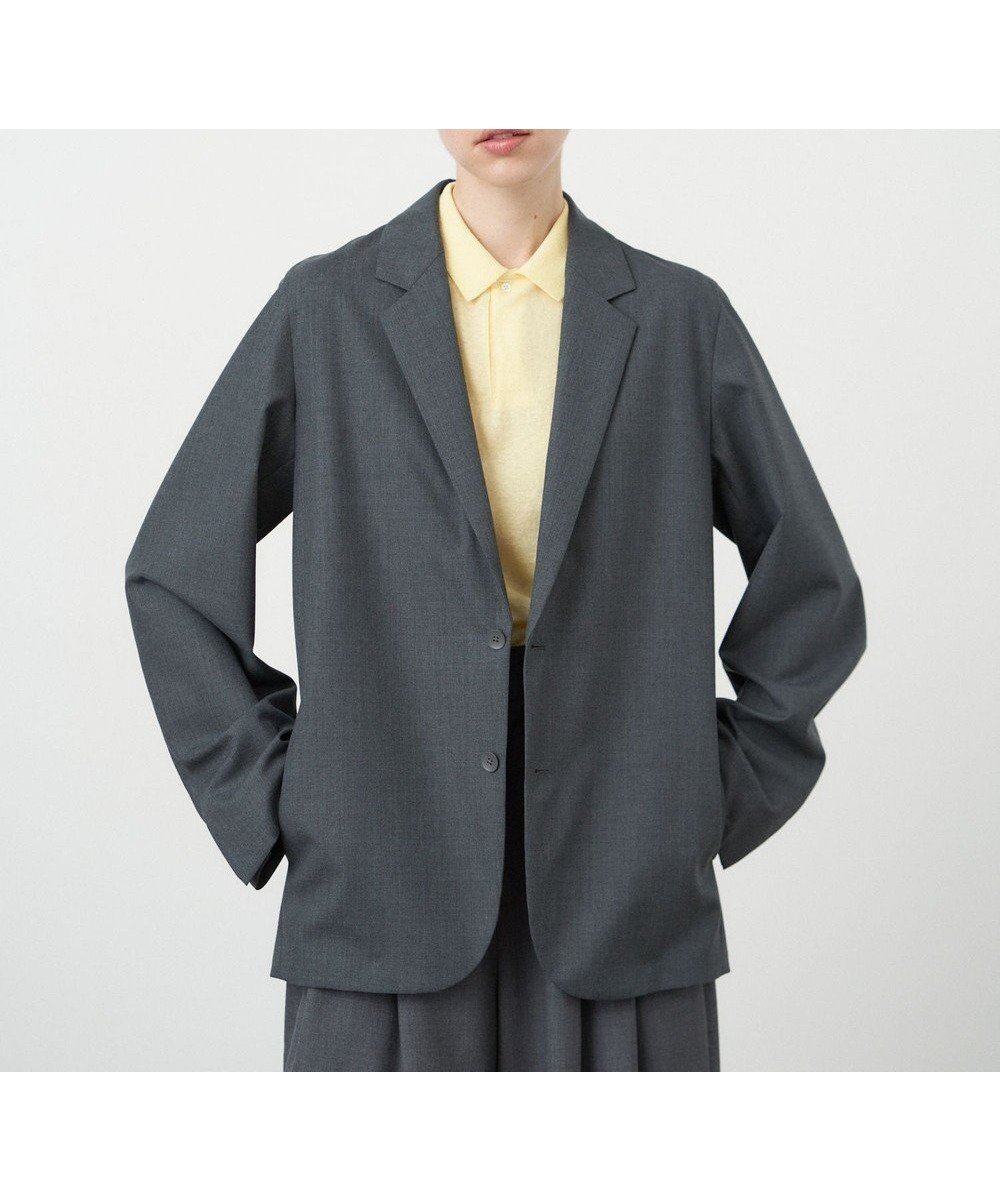 【エイトン/ATON】のWOOL TROPICAL テーラードジャケット - UNISEX インテリア・キッズ・メンズ・レディースファッション・服の通販 founy(ファニー) 　ファッション　Fashion　レディースファッション　WOMEN　アウター　Coat Outerwear　ジャケット　Jackets　テーラードジャケット　Tailored Jackets　A/W・秋冬　Aw・Autumn/Winter・Fw・Fall-Winter　S/S・春夏　Ss・Spring/Summer　ユニセックス　Unisex　カーディガン　Cardigan　ジャケット　Jacket　ドロップ　Drop　ボックス　Box　リラックス　Relax　夏　Summer　定番　Standard　GRAY|ID: prp329100003458478 ipo3291000000029216920