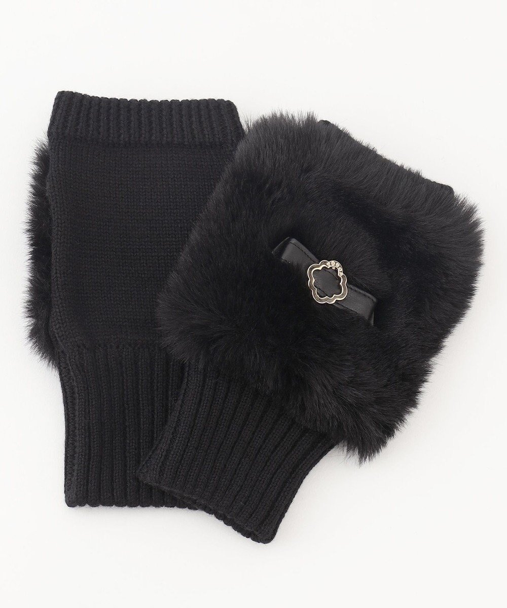 【トッカ/TOCCA】のKNIT FUR HANDWARMER 手袋 インテリア・キッズ・メンズ・レディースファッション・服の通販 founy(ファニー) 　ファッション　Fashion　レディースファッション　WOMEN　トップス・カットソー　Tops/Tshirt　ニット　Knit Tops　手袋　Gloves　A/W・秋冬　Aw・Autumn/Winter・Fw・Fall-Winter　冬　Winter　フェイクファー　Faux Fur　リボン　Ribbon　リュクス　Luxe　ブラック系|ID: prp329100003515779 ipo3291000000029164001