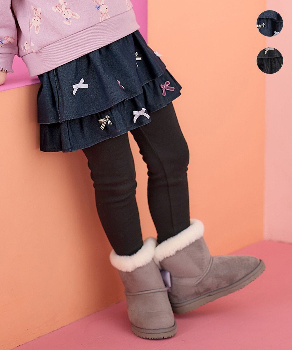 【エニファム/any FAM / KIDS】のデニム ニット スカッツ 人気、トレンドファッション・服の通販 founy(ファニー) 　ファッション　Fashion　キッズファッション　KIDS　ボトムス　Bottoms/Kids　A/W・秋冬　Aw・Autumn/Winter・Fw・Fall-Winter　デニム　Denim　ポケット　Pocket　リボン　Ribbon　レギンス　Leggings　再入荷　Restock/Back In Stock/Re Arrival　 other-1|ID: prp329100003580882 ipo3291000000029434772