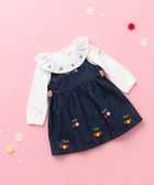 【ミキハウスホットビスケッツ/MIKI HOUSE HOT BISCUITS / KIDS】の【70-90cm】 さくらんぼ刺繍 ジャンパースカート&ブラウスギフトセット【BOX付き】 インディゴブルー|ID:prp329100003607239