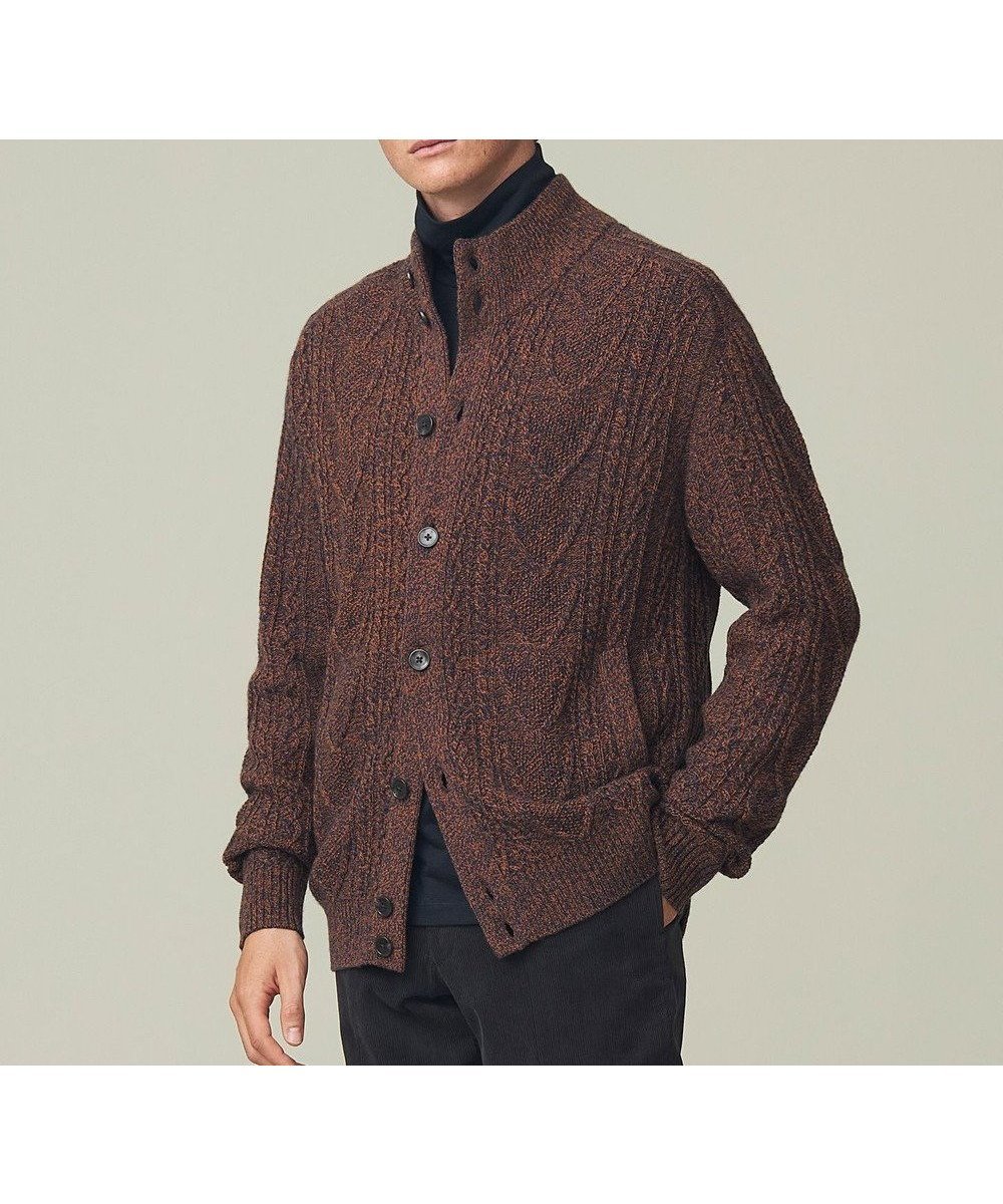 【ジェイ プレス/J.PRESS / MEN】の【Cash Lamb s Wool】ケーブルニット カーディガン インテリア・キッズ・メンズ・レディースファッション・服の通販 founy(ファニー) 　ファッション　Fashion　メンズファッション　MEN　トップス・カットソー　Tops/Tshirt/Men　ニット　Knit Tops　カーディガン　Cardigans　インナー　Inner　カシミヤ　Cashmere　カットソー　Cut And Sew　カーディガン　Cardigan　セーター　Sweater　ハイネック　High Neck　ブルゾン　Blouson　メランジ　Melange　A/W・秋冬　Aw・Autumn/Winter・Fw・Fall-Winter　おすすめ　Recommend　ブラウン系|ID: prp329100003653353 ipo3291000000027417036