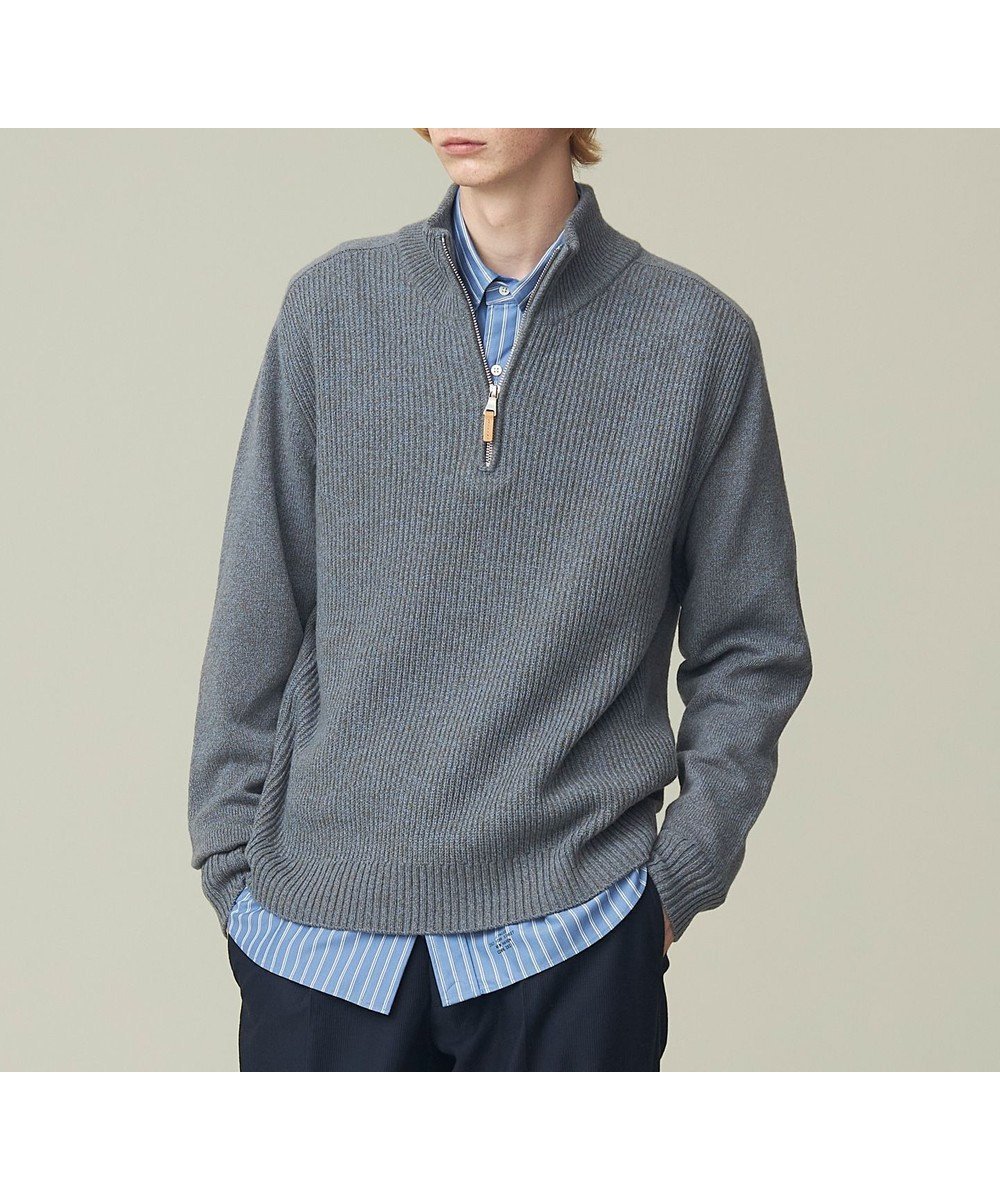 【ジェイ プレス/J.PRESS / MEN】の【Cash Lamb s Wool】畔編みハーフジップ ニット インテリア・キッズ・メンズ・レディースファッション・服の通販 founy(ファニー) 　ファッション　Fashion　メンズファッション　MEN　トップス・カットソー　Tops/Tshirt/Men　ニット　Knit Tops　インナー　Inner　畦　Ridge　カシミヤ　Cashmere　カットソー　Cut And Sew　セーター　Sweater　メランジ　Melange　A/W・秋冬　Aw・Autumn/Winter・Fw・Fall-Winter　再入荷　Restock/Back In Stock/Re Arrival　おすすめ　Recommend　ブルー系|ID: prp329100003653354 ipo3291000000029478541