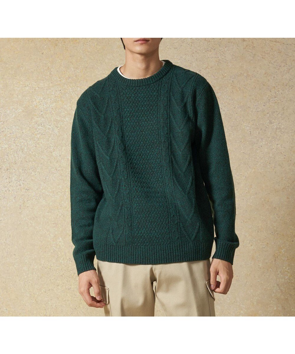 【ジェイ プレス/J.PRESS / MEN】の【Cash Lamb s Wool】ケーブルクルーネック ニット インテリア・キッズ・メンズ・レディースファッション・服の通販 founy(ファニー) 　ファッション　Fashion　メンズファッション　MEN　トップス・カットソー　Tops/Tshirt/Men　ニット　Knit Tops　カシミヤ　Cashmere　セーター　Sweater　バランス　Balance　モチーフ　Motif　A/W・秋冬　Aw・Autumn/Winter・Fw・Fall-Winter　再入荷　Restock/Back In Stock/Re Arrival　グリーン系|ID: prp329100003655157 ipo3291000000029437369