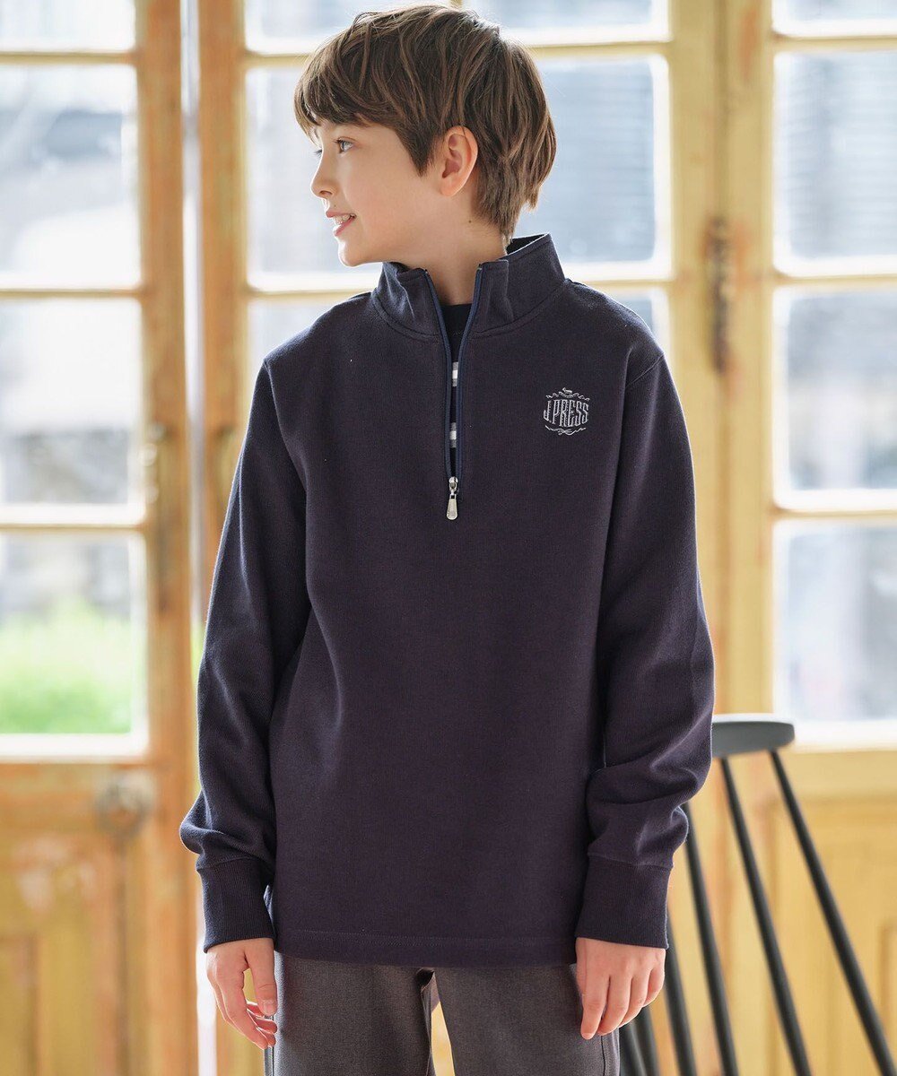 【ジェイ プレス/J.PRESS / KIDS】の【110-130cm】FRONT JIP ハーフジップトレーナー インテリア・キッズ・メンズ・レディースファッション・服の通販 founy(ファニー) 　ファッション　Fashion　キッズファッション　KIDS　トップス・カットソー　Tops/Tees/Kids　カットソー　Cut And Sew　シンプル　Simple　スウェット　Sweat　スマホ　Smartphone　A/W・秋冬　Aw・Autumn/Winter・Fw・Fall-Winter　冬　Winter　おすすめ　Recommend　2023年　2023　2023-2024秋冬・A/W　Aw/Autumn/Winter//Fw/Fall-Winter/2023-2024　ネイビー系|ID: prp329100003656099 ipo3291000000025155257