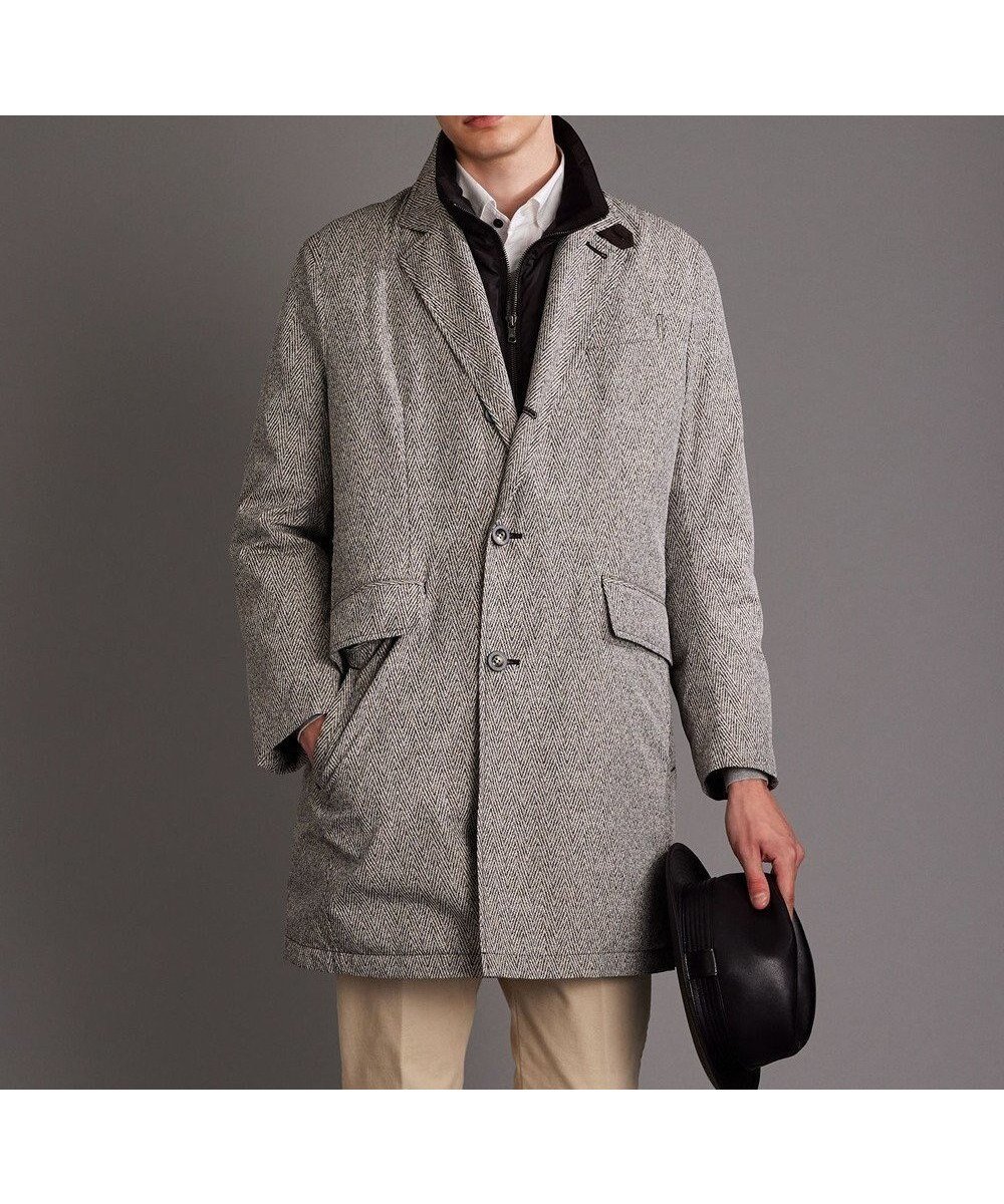 【ジョセフ アブード/JOSEPH ABBOUD / MEN】の【撥水/ダウン/ライナー取り外し可能】インターレースヘリンボン コート 人気、トレンドファッション・服の通販 founy(ファニー) 　ファッション　Fashion　メンズファッション　MEN　アウター　Coats Outerwear/Men　軽量　Lightweight　ジャケット　Jacket　ストレッチ　Stretch　ダウン　Down　パターン　Pattern　ポケット　Pocket　ライナー　Liner　A/W・秋冬　Aw・Autumn/Winter・Fw・Fall-Winter　再入荷　Restock/Back In Stock/Re Arrival　 other-1|ID: prp329100003657846 ipo3291000000029842756