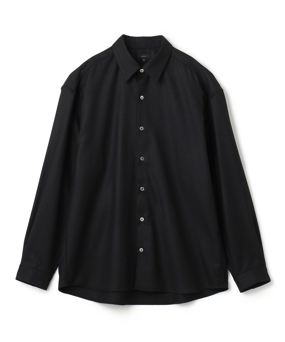 【ジョゼフ オム/JOSEPH HOMME / MEN】のWOOL CASHMERE TWILL SHIRT インテリア・キッズ・メンズ・レディースファッション・服の通販 founy(ファニー) 　ファッション　Fashion　メンズファッション　MEN　トップス・カットソー　Tops/Tshirt/Men　シャツ　Shirts　A/W・秋冬　Aw・Autumn/Winter・Fw・Fall-Winter　カシミヤ　Cashmere　シンプル　Simple　ツイル　Twill　ドレープ　Drape　ラウンド　Round　ブラック系|ID: prp329100003657851 ipo3291000000028716597