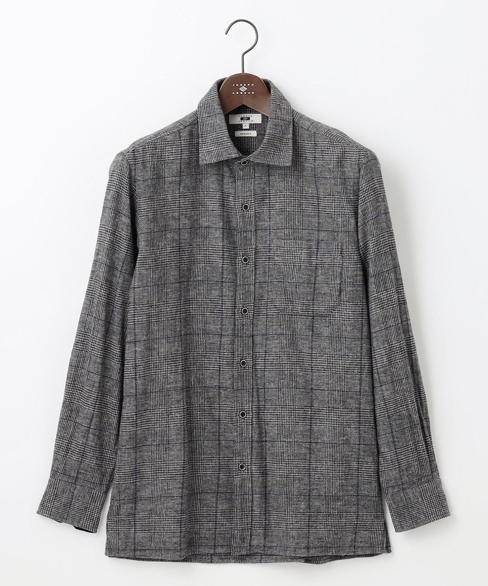 【ジョセフ アブード/JOSEPH ABBOUD / MEN】の【柔らかな肌触り】 オーガニックラフィ グレンチェックシ ャツ インテリア・キッズ・メンズ・レディースファッション・服の通販 founy(ファニー) 　ファッション　Fashion　メンズファッション　MEN　トップス・カットソー　Tops/Tshirt/Men　シャツ　Shirts　A/W・秋冬　Aw・Autumn/Winter・Fw・Fall-Winter　インナー　Inner　チェック　Check　モノトーン　Monotone　ブラック系4|ID: prp329100003658429 ipo3291000000027412620