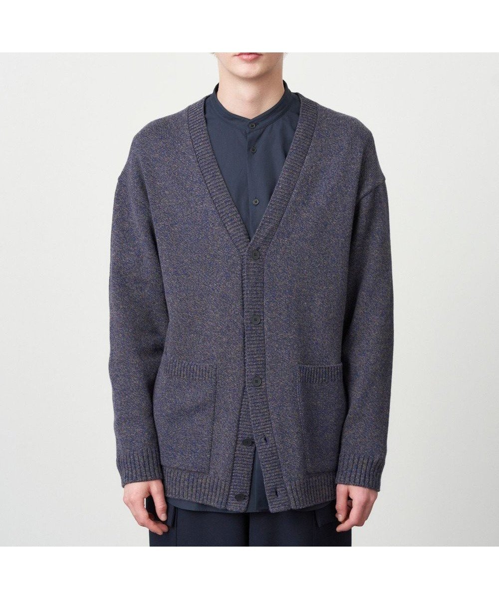 【エイトン/ATON】のWOOL MOULINE オーバーサイズカーディガン - UNISEX インテリア・キッズ・メンズ・レディースファッション・服の通販 founy(ファニー) 　ファッション　Fashion　レディースファッション　WOMEN　トップス・カットソー　Tops/Tshirt　カーディガン　Cardigans　A/W・秋冬　Aw・Autumn/Winter・Fw・Fall-Winter　ユニセックス　Unisex　カーディガン　Cardigan　セーター　Sweater　モックネック　Mock Neck　リラックス　Relax　エレガント 上品　Elegant　定番　Standard　NAVY|ID: prp329100003681937 ipo3291000000026994533