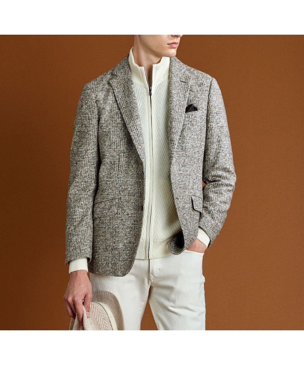 【ジョセフ アブード/JOSEPH ABBOUD / MEN】の【ストレッチ/イタリア素材/軽量】スライバーチェック ジャケット 人気、トレンドファッション・服の通販 founy(ファニー) 　ファッション　Fashion　メンズファッション　MEN　アウター　Coats Outerwear/Men　テーラードジャケット　Tailored Jackets　イタリア　Italy　軽量　Lightweight　シンプル　Simple　ジャケット　Jacket　ジャージー　Jersey　ストレッチ　Stretch　スマート　Smart　チェック　Check　フラップ　Flap　プリント　Print　ポケット　Pocket　冬　Winter　A/W・秋冬　Aw・Autumn/Winter・Fw・Fall-Winter　再入荷　Restock/Back In Stock/Re Arrival　 other-1|ID: prp329100003686405 ipo3291000000029842340