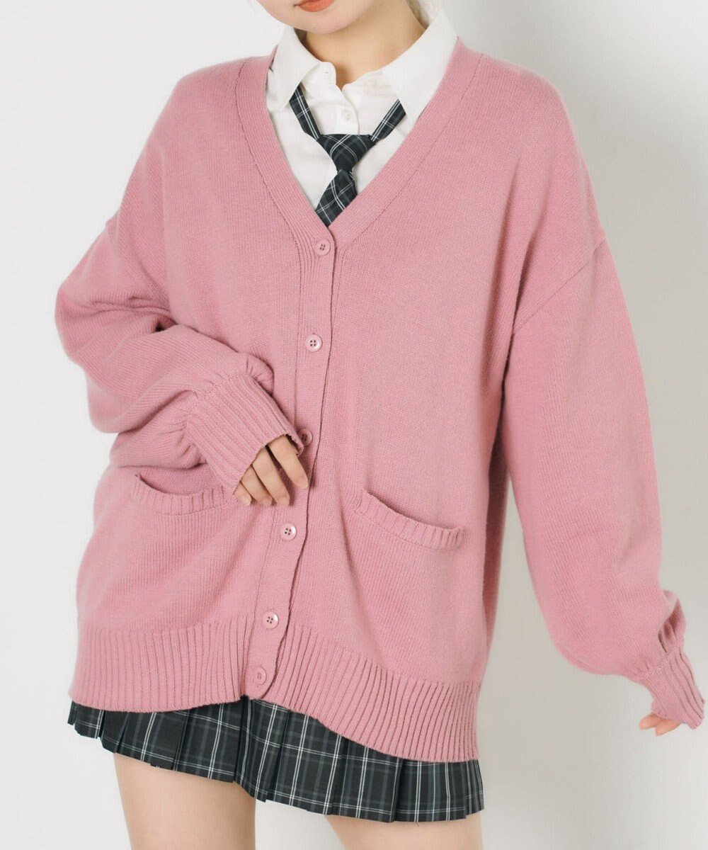 【ウィゴー/WEGO】の【SCHOOLITEM】ニットカーディガン インテリア・キッズ・メンズ・レディースファッション・服の通販 founy(ファニー) 　ファッション　Fashion　レディースファッション　WOMEN　トップス・カットソー　Tops/Tshirt　ニット　Knit Tops　カーディガン　Cardigans　オレンジ　Orange　春　Spring　秋　Autumn/Fall　カーディガン　Cardigan　ショルダー　Shoulder　シンプル　Simple　スウェット　Sweat　スリーブ　Sleeve　ドロップ　Drop　パープル　Purple　フロント　Front　ベーシック　Basic　ボトム　Bottom　ポケット　Pocket　無地　Plain Color　リップ　Lip　ルーズ　Loose　冬　Winter　S/S・春夏　Ss・Spring/Summer　プチプライス・低価格　Affordable　夏　Summer　入学式　Entrance Ceremony　卒業式　Graduation Ceremony　ピンク|ID: prp329100003696786 ipo3291000000027837431