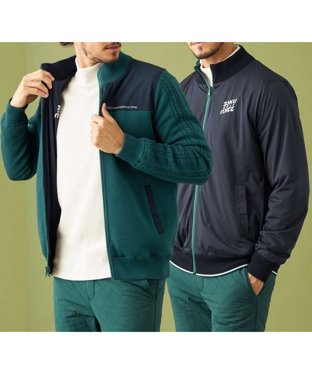 【23区 ゴルフ/23区GOLF / MEN】の【MEN】リバーシブル ニットブルゾン 人気、トレンドファッション・服の通販 founy(ファニー) 　ファッション　Fashion　メンズファッション　MEN　アウター　Coats Outerwear/Men　ブルゾン　Blouson/Jackets　A/W・秋冬　Aw・Autumn/Winter・Fw・Fall-Winter　ゴルフ　Golf　アクリル　Acrylic　グラフィック　Graphic　ジャケット　Jacket　ストレッチ　Stretch　スポーティ　Sporty　ブルゾン　Blouson　リバーシブル　Reversible　冬　Winter　定番　Standard　防寒　Cold Protection　 other-1|ID: prp329100003710246 ipo3291000000029841239