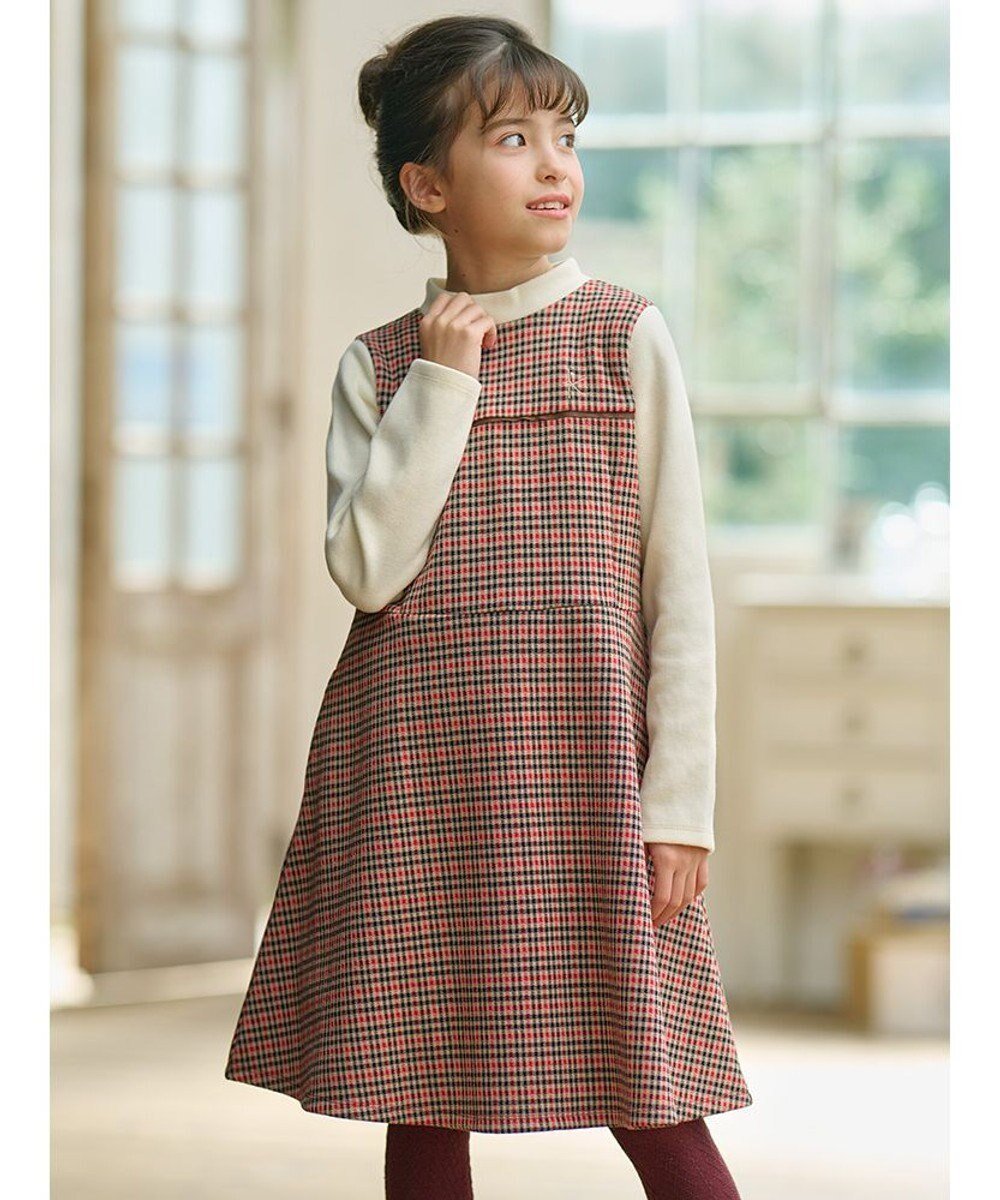 【組曲 / KIDS/KUMIKYOKU】の【110-140cm】チェックジャガード ワンピース 人気、トレンドファッション・服の通販 founy(ファニー) 　ファッション　Fashion　キッズファッション　KIDS　ワンピース　Dress/Kids　S/S・春夏　Ss・Spring/Summer　インナー　Inner　コンパクト　Compact　チェック　Check　フレア　Flare　ヨーク　Yoke　冬　Winter　夏　Summer　春　Spring　 other-1|ID: prp329100003721284 ipo3291000000024558671