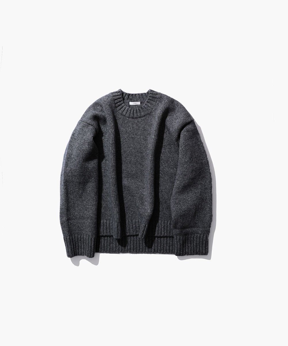 【エイトン/ATON】のCOOMA LAMBS WOOL クルーネックセーター インテリア・キッズ・メンズ・レディースファッション・服の通販 founy(ファニー) 　ファッション　Fashion　レディースファッション　WOMEN　トップス・カットソー　Tops/Tshirt　ニット　Knit Tops　A/W・秋冬　Aw・Autumn/Winter・Fw・Fall-Winter　スリット　Slit　セーター　Sweater　ワイド　Wide　再入荷　Restock/Back In Stock/Re Arrival　CHARCOAL GRAY|ID: prp329100003803006 ipo3291000000028633819