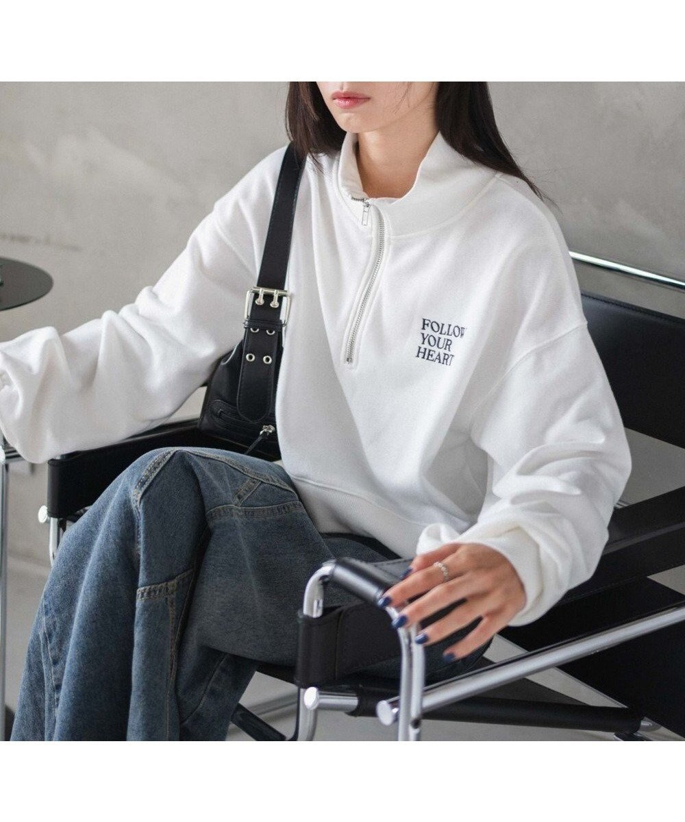 【ウィゴー/WEGO】のハーフジップショートスウェット インテリア・キッズ・メンズ・レディースファッション・服の通販 founy(ファニー) 　ファッション　Fashion　レディースファッション　WOMEN　トップス・カットソー　Tops/Tshirt　パーカ　Sweats　スウェット　Sweat　A/W・秋冬　Aw・Autumn/Winter・Fw・Fall-Winter　S/S・春夏　Ss・Spring/Summer　おすすめ　Recommend　インナー　Inner　クロップド　Cropped　ショート　Short　スウェット　Sweat　スマホ　Smartphone　タートル　Turtle　ハーフ　Half　再入荷　Restock/Back In Stock/Re Arrival　夏　Summer　春　Spring　ホワイトその他|ID: prp329100003808855 ipo3291000000028537572