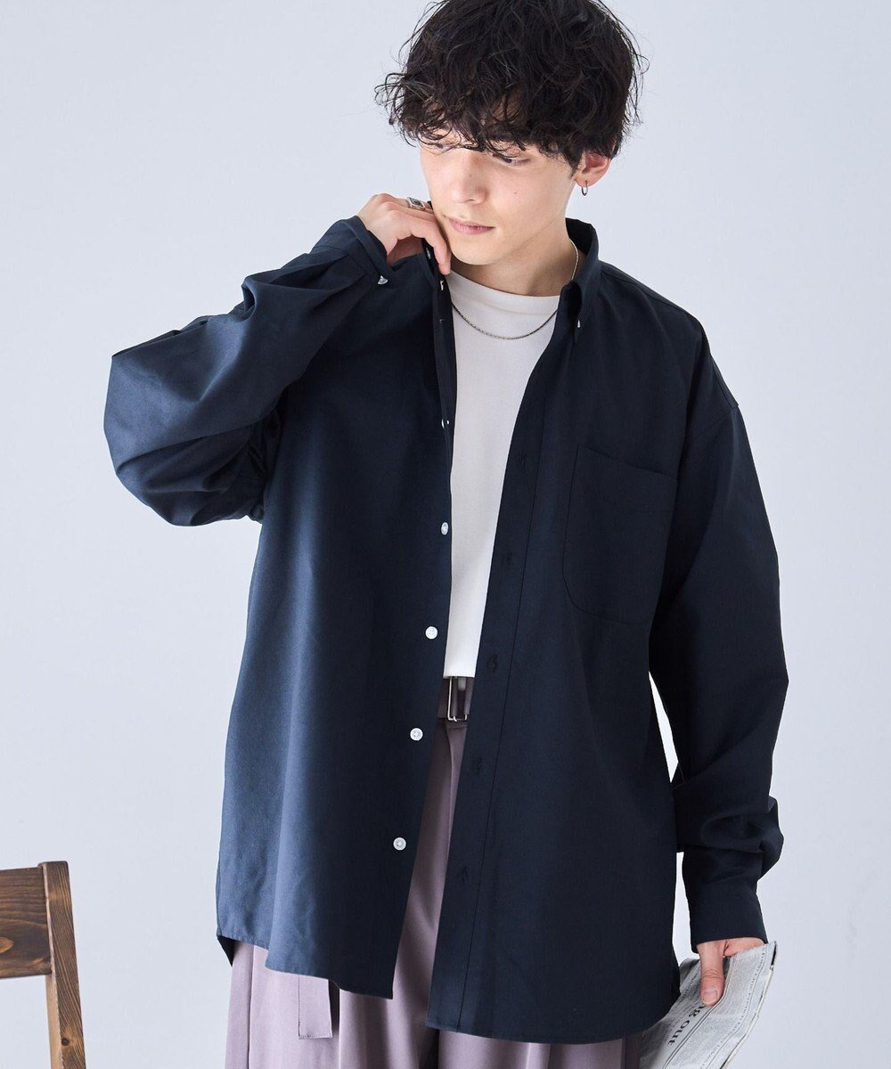 【ウィゴー/WEGO / MEN】のイージーケアオックスフォードシャツ インテリア・キッズ・メンズ・レディースファッション・服の通販 founy(ファニー) 　ファッション　Fashion　メンズファッション　MEN　トップス・カットソー　Tops/Tshirt/Men　シャツ　Shirts　S/S・春夏　Ss・Spring/Summer　カーゴパンツ　Cargo Pants　スマホ　Smartphone　スラックス　Slacks　デニム　Denim　トレンド　Trend　ルーズ　Loose　再入荷　Restock/Back In Stock/Re Arrival　冬　Winter　夏　Summer　春　Spring　無地　Plain Color　ブラック|ID: prp329100003857577 ipo3291000000027384516