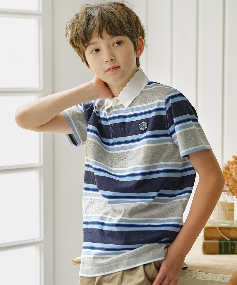 【ジェイ プレス/J.PRESS / KIDS】の【110-130cm】マルチボーダー 半袖ポロシャツ インテリア・キッズ・メンズ・レディースファッション・服の通販 founy(ファニー) 　ファッション　Fashion　キッズファッション　KIDS　トップス・カットソー　Tops/Tees/Kids　2024年　2024　2024春夏・S/S　Ss,Spring/Summer,2024　S/S・春夏　Ss・Spring/Summer　スマホ　Smartphone　ボーダー　Border　ポロシャツ　Polo Shirt　ワンポイント　One Point　半袖　Short Sleeve　夏　Summer　春　Spring　ネイビー系1|ID: prp329100003881445 ipo3291000000025557536