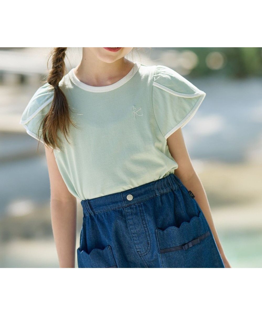 【組曲 / KIDS/KUMIKYOKU】の【110-140cm】ペタルスリーブ Tシャツ インテリア・キッズ・メンズ・レディースファッション・服の通販 founy(ファニー) 　ファッション　Fashion　キッズファッション　KIDS　トップス・カットソー　Tops/Tees/Kids　S/S・春夏　Ss・Spring/Summer　カットソー　Cut And Sew　シンプル　Simple　トリミング　Trimming　トレンド　Trend　フラワー　Flower　プリント　Print　エレガント 上品　Elegant　夏　Summer　春　Spring　ミントグリーン系|ID: prp329100003901509 ipo3291000000028329426