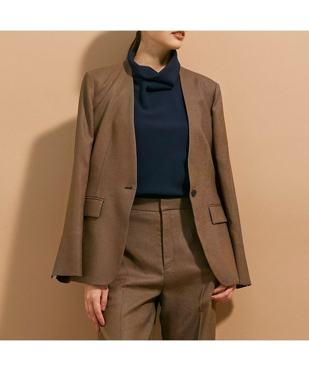 【ベイジ,/BEIGE,】のCAROLE / ノーカラージャケット インテリア・キッズ・メンズ・レディースファッション・服の通販 founy(ファニー) 　ファッション　Fashion　レディースファッション　WOMEN　アウター　Coat Outerwear　ジャケット　Jackets　ノーカラージャケット　No Collar Leather Jackets　S/S・春夏　Ss・Spring/Summer　おすすめ　Recommend　カーディガン　Cardigan　ジャケット　Jacket　ストレッチ　Stretch　デニム　Denim　プリーツ　Pleats　ボトム　Bottom　夏　Summer　春　Spring　洗える　Washable　ビジネス 仕事 通勤　Business　Mocha|ID: prp329100003901612 ipo3291000000025998436